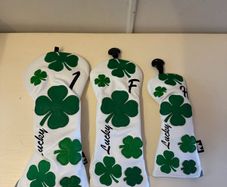 White Four Leaf Clover Golf Head Cover Set