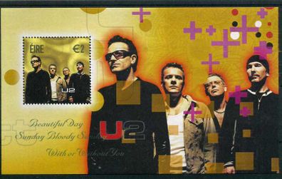 2002 Ireland U2 Commemorative Stamp Miniature Sheet Mint Never Hinged (MNH)