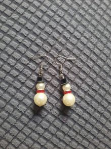 snowman pearl earrings