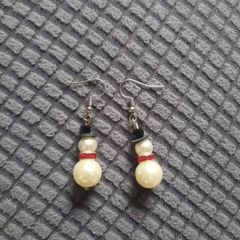 snowman pearl earrings