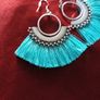 Turquoise Tassel Earrings Image 3