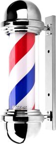 50cm Barber Pole, Red Blue and White Barbershop Rotating Light Fixture,
