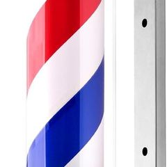 50cm Barber Pole, Red Blue and White Barbershop Rotating Light Fixture,