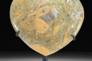 Crystal Heart On Custom Display Stand - Maligano Jasper