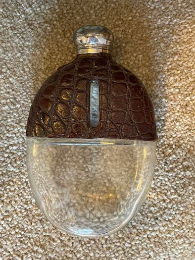 Army and Navy Antique glass hip flask,