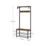 Industrial style wardrobe & shoe rack coat rack in industrial design, shoe rack with seat, clothes rack with 5 removable hooks, shoe rack with seat, 3 shelves, made of wood and metal Vintage Image 3