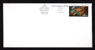 2024 Ireland Commemorative cancelation marking Postmistress Maureen Sweeney 1923-2023 tying RNLI commemorative stamp on plain cover