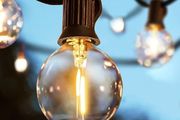 Outdoor Festoon Lights Mains Powered, 25FT Garden String Lights with 13Pcs G40 1W Plastic Bulbs IP45 Waterproof for Outside Patio Backyard Party Dimmable dimmer not Include