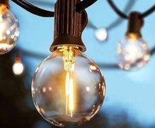 Outdoor Festoon Lights Mains Powered, 25FT Garden String Lights with 13Pcs G40 1W Plastic Bulbs IP45 Waterproof for Outside Patio Backyard Party Dimmable dimmer not Include