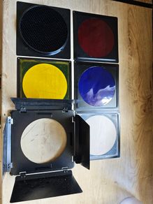 Barn doors, Honeycomb and Color gels.