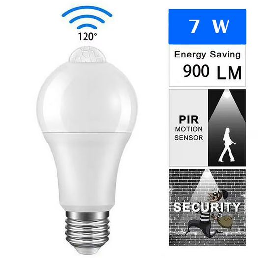 7W  LED Motion sensor lamp E27 Universal Safety Night Light AC 110V 220V Saving Energy LED Bulbs PIR Decor Ampoule