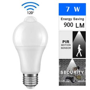7W  LED Motion sensor lamp E27 Universal Safety Night Light AC 110V 220V Saving Energy LED Bulbs PIR Decor Ampoule