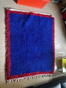 100% wool, hand tufted blue rug