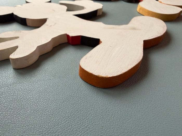 Pair of Vintage Wooden Handmade Handpainted Mickey Mouse Figures - Disney Wall Art Decor Plaques