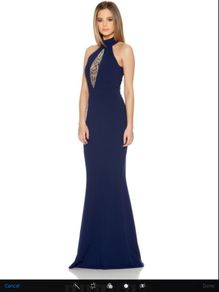 Beautiful navy turtleneck fishtail maxi dress, plus matching shoes
