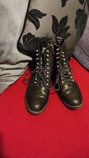 Price drop Zara Trafaluc Black Leather Combat Boots Size EU 39