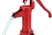 Antique Well Hand Pitcher Pump, 25 ft Maximum Lift, Cast Iron Manual Hand Water Pump with Ergonomic Handle G1-5/8" Easy Installation, Old Fashioned for Outdoor Home Yard Garden Pond Farm, Red