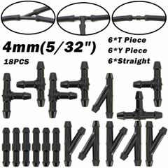 18PCS Windscreen Washer Joiner Pipe Connector T Piece Straight 3 Way Y Piece Air Fuel Water Petrol Wiper Washer Nozzle Hose