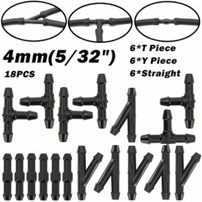 18PCS Windscreen Washer Joiner Pipe Connector T Piece Straight 3 Way Y Piece Air Fuel Water Petrol Wiper Washer Nozzle Hose