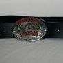 Vintage Jack Daniel's White Rabbit Saloon Belt Buckle + Leather Belt - 1970s Image 3