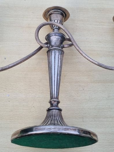 Silver-plated, three-armed candelabra