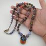 Antique Venetian Style MulitColor Mix Glass & Old Face Glass Pendant Necklace Image 9