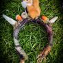 Fantasy Antler Squirrel Headband Costume Cosplay Larp Acorns Dreadwrap Extension Mystical Elf Forest Fairy Image 4