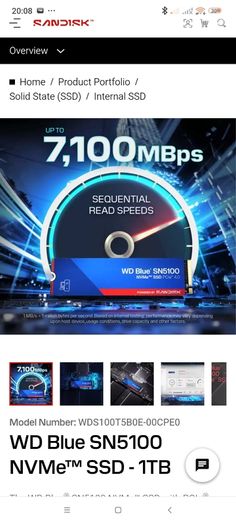 1Tb SanDisk WD Blue SN5100