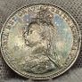 Great Britain 1887 Threepence Beautiful Uncirculated Lustrous Rainbow Toned Image 2