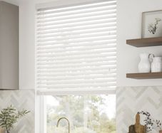 Ice white faux wood blind