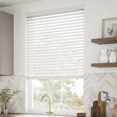 Ice white faux wood blind