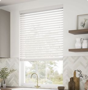 Ice white faux wood blind