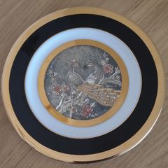 The Art of Chokin 24K gold Edged  plate with peacocks pattern