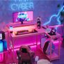 106.5CM L-Shaped Desk with Power Outlets & LED Lights Image 4