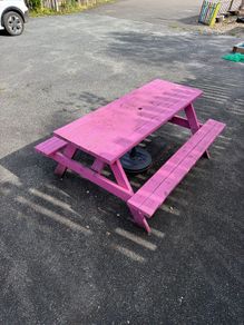 wooden picnic bench
