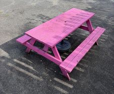 wooden picnic bench