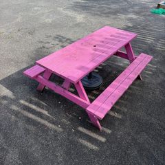 wooden picnic bench