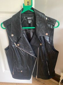 DKNY leather vest sleeveless jacket size M L