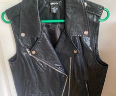 DKNY leather vest sleeveless jacket size M L