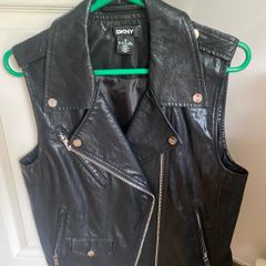 DKNY leather vest sleeveless jacket size M L