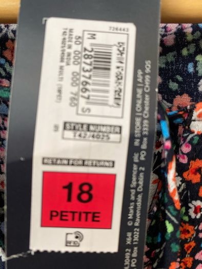 M&S floral dress size 18 petite BNWT