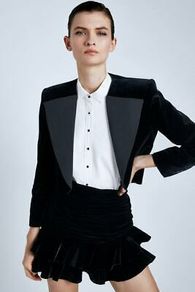Zara Velvet Jacket With Contrast Lapels