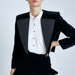 Zara Velvet Jacket With Contrast Lapels
