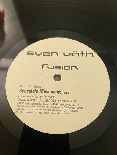 Sven Vath - Fusion / Scorpio's Movement - 2 x 12" Promo Single - Includes Fila Brazillia Mixes - 1998 Virgin Records