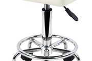 Square Rolling Stool with Foot Rest PU Leather Height Adjustable Spa Drafting Salon Tattoo Work Swivel Stools Task Chair Small