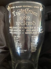 Vintage 1982 IRFU Triple Crown Commerative Glass