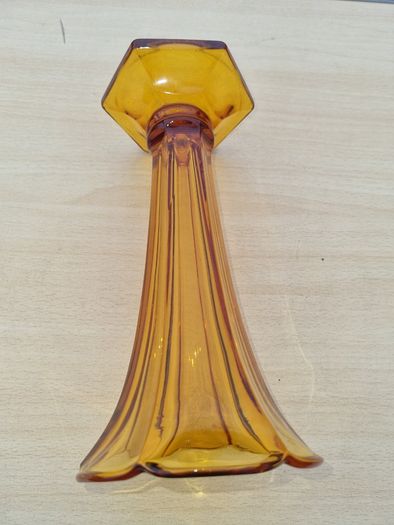 Art deco bohemia glass amber vase