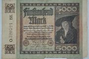 1922 German banknote 5000 Marks