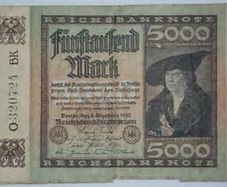 1922 German banknote 5000 Marks
