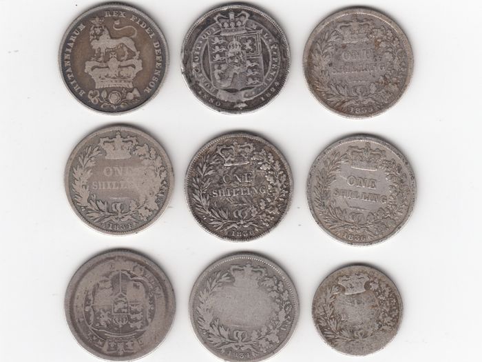G.B. 9 x 92.5% Silver Coins ( no.496)
